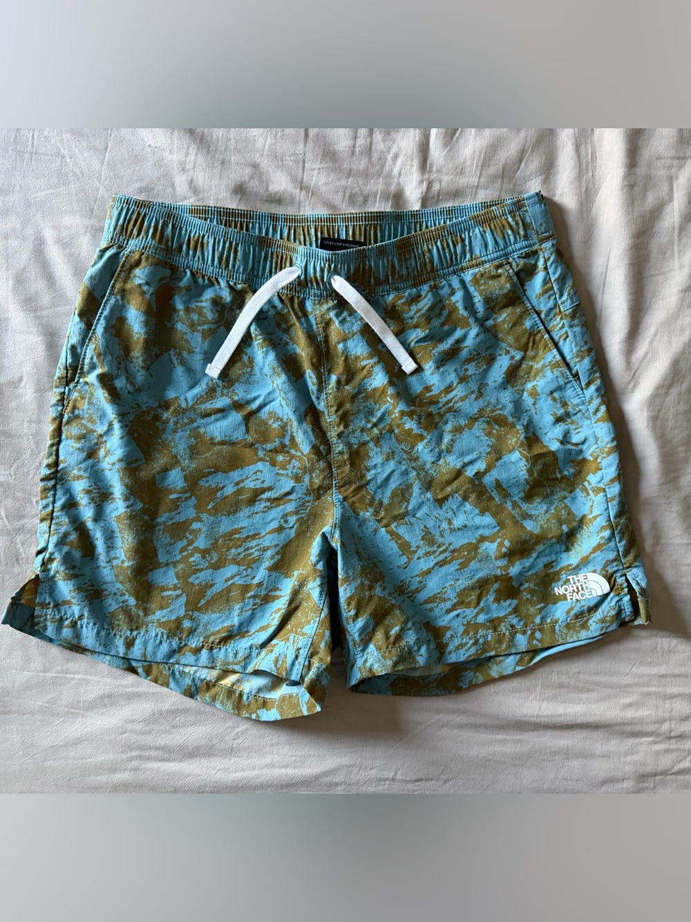 The North Face Men’s Turquoise & Olive Camo Athletic Shorts